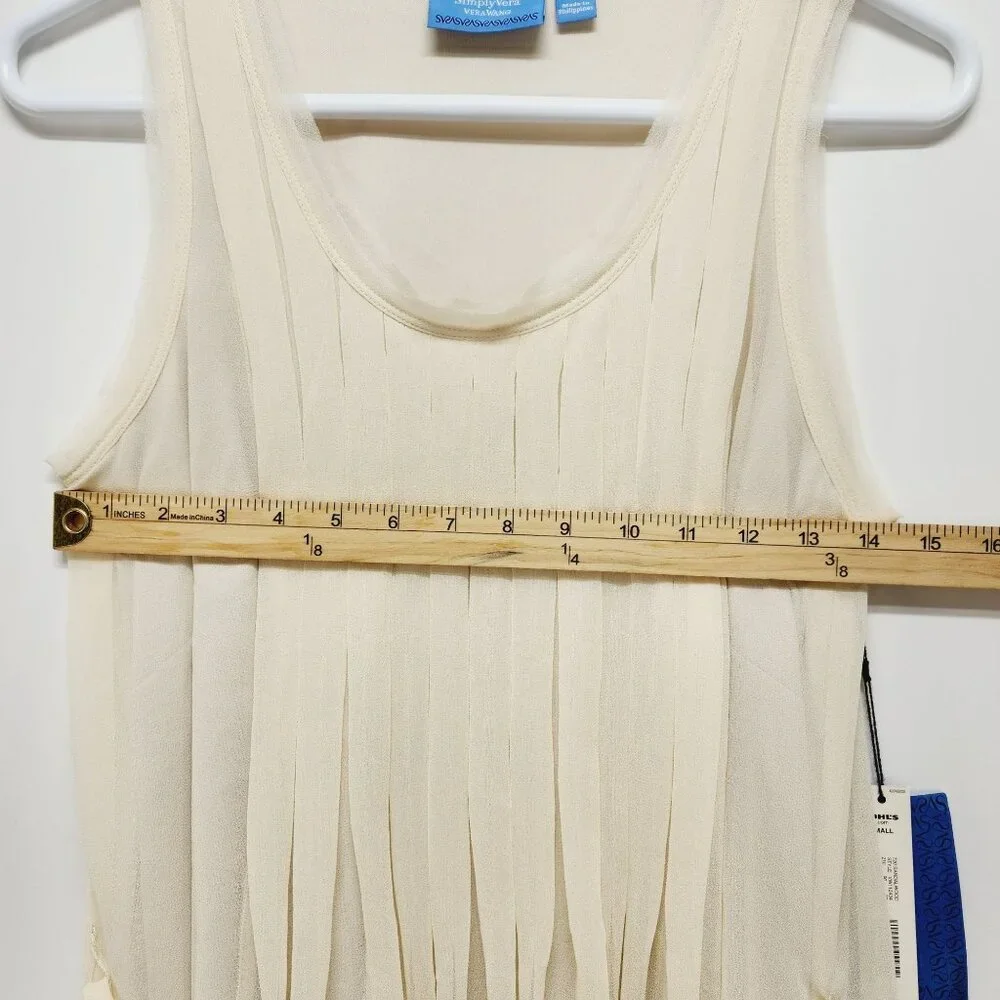 Simply Vera Vera Wang chiffon mid Dress Womens Sleeveless Pleated  beige Size S